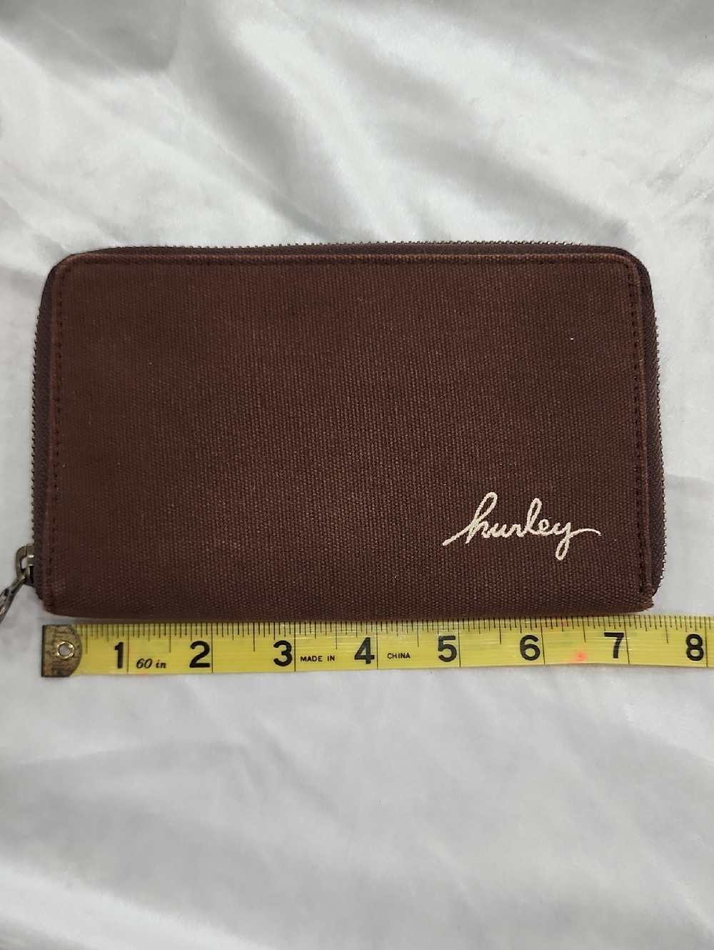 Hurley Shaka Cola Dark Brown Wallet Woven Cotton Canvas. Branded Embroidery Logo